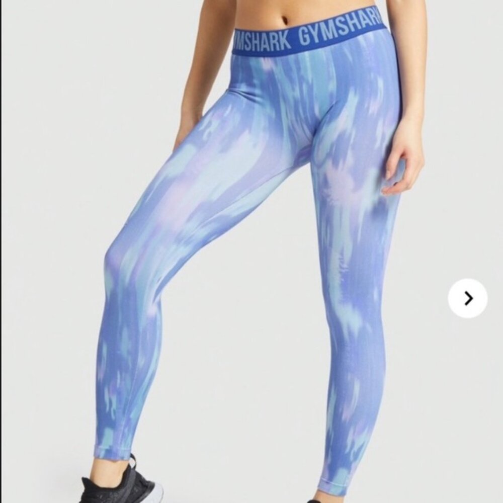 Gymshark Fit Printed Seamless Leggings Blue Hues I Size Small